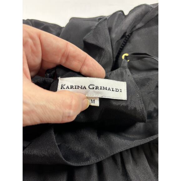 Karina Grimaldi Celine Mini Dress Black Medium Ruffled Adjustable Straps Mini - Picture 4 of 10